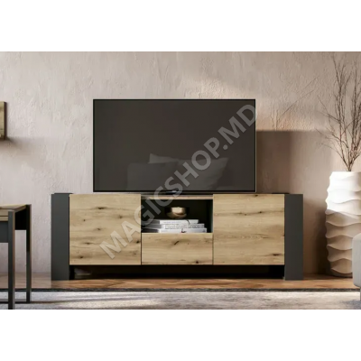Comodă TV Combo C04, 140x46 cm, Grafit/Sonoma